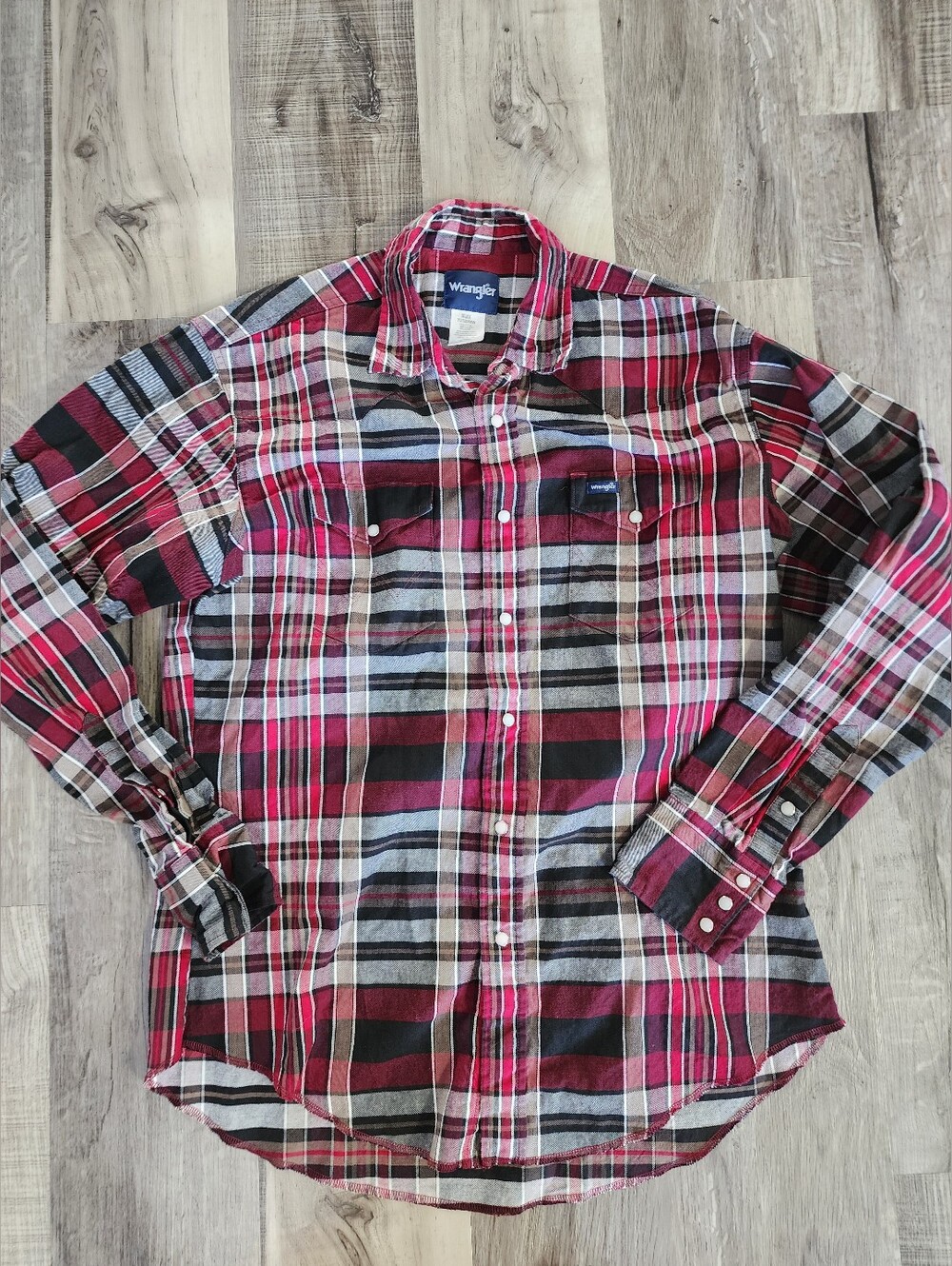 Wrangler Men's Red Plaid Button-Down Shirt